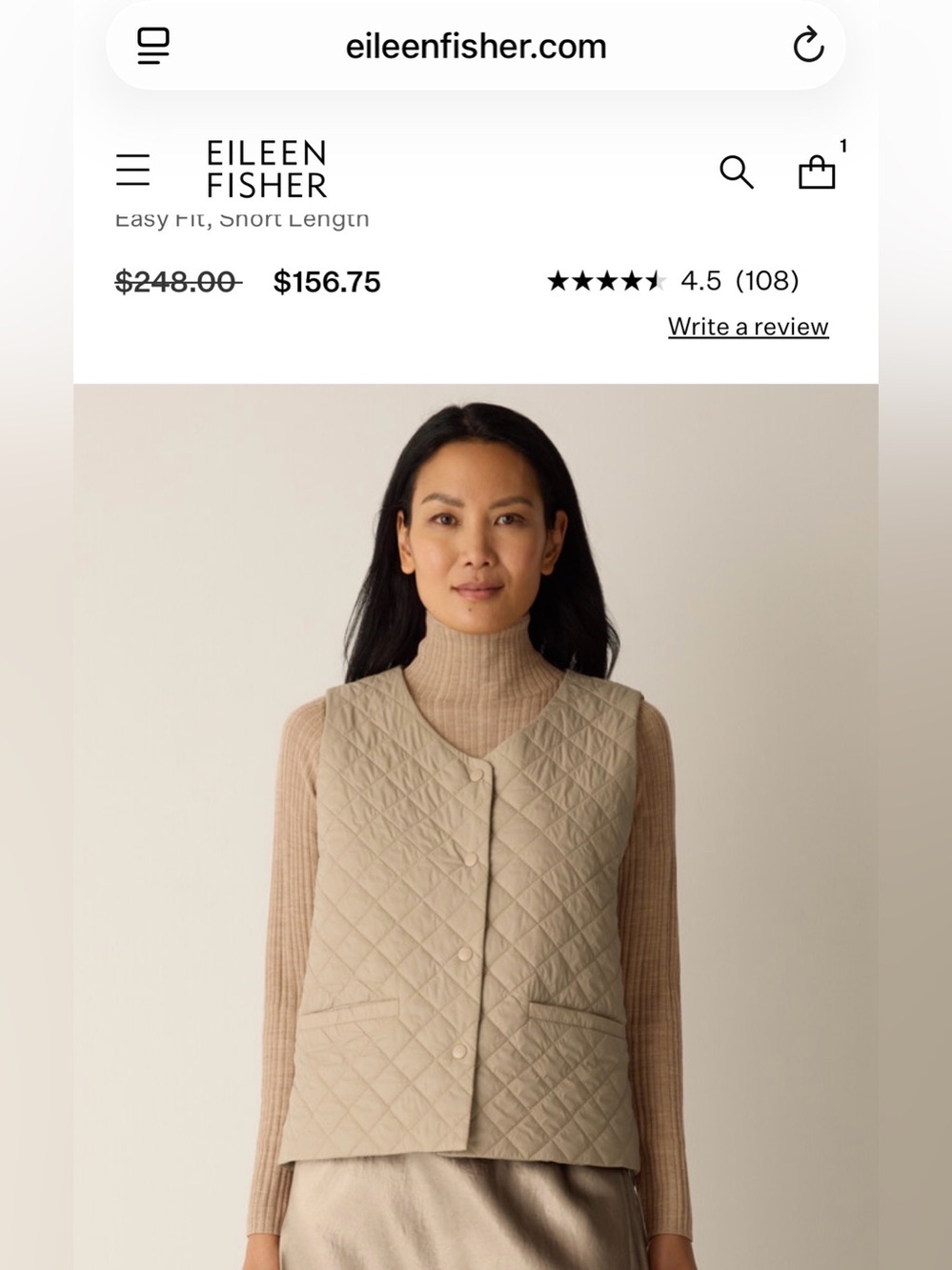 Eileen Fisher quilted vest